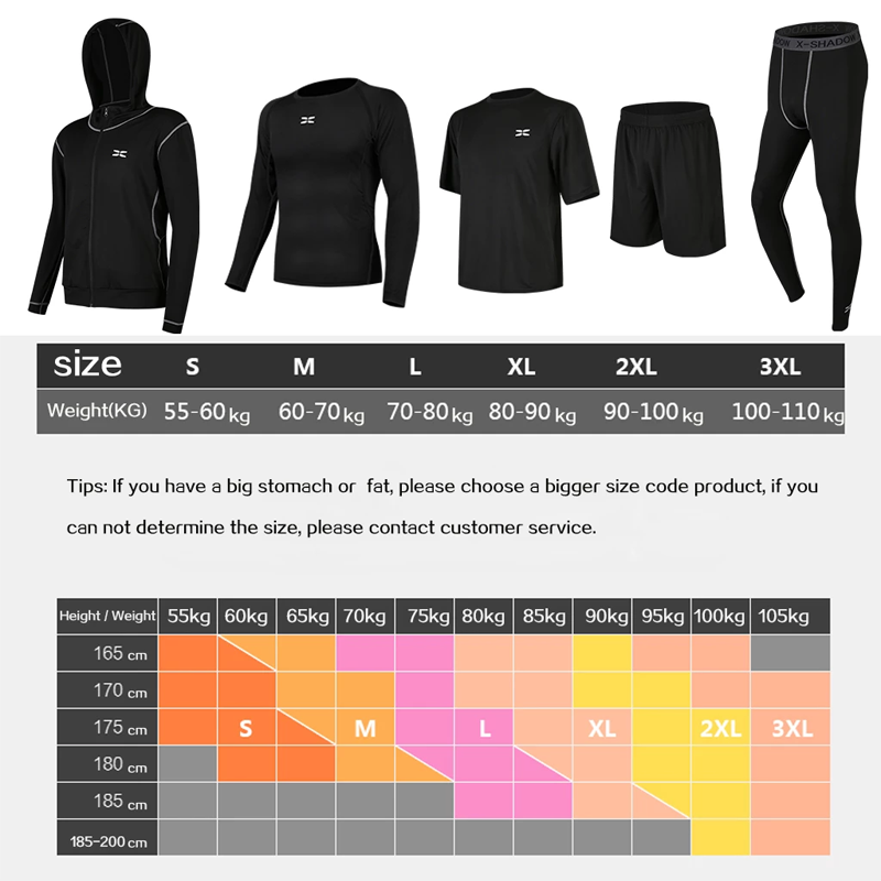 5 Pcs/Set Men Fitness Sports Suit