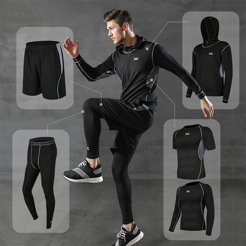 5 Pcs/Set Men Fitness Sports Suit