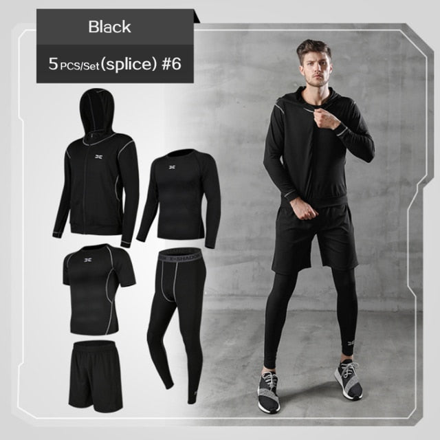 5 Pcs/Set Men Fitness Sports Suit