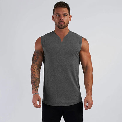 V Neck Cotton Bodybuilding Tank Top